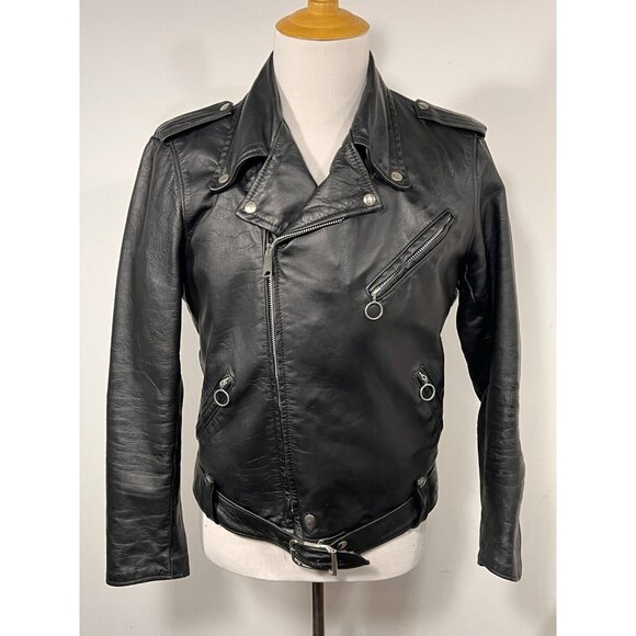 Brooks Other - Vintage Brooks Leather Motorcycle Jacket 70s Riding Coat Talon Zipper Racing 44